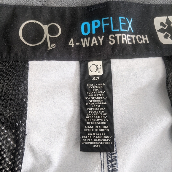 OP Shorts Mens Swim Trunks Board Shorts Blue Stripe Unlined Flat Front - Picture 4 of 5